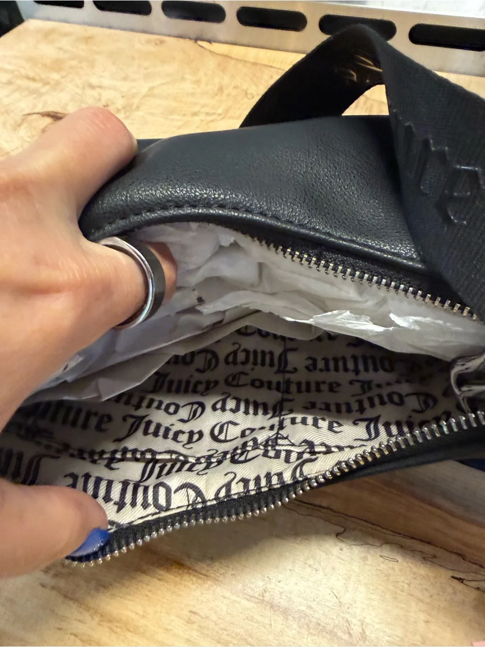 Juicy Couture Black Messenger Bag with Studded 'Juicy' Logo
